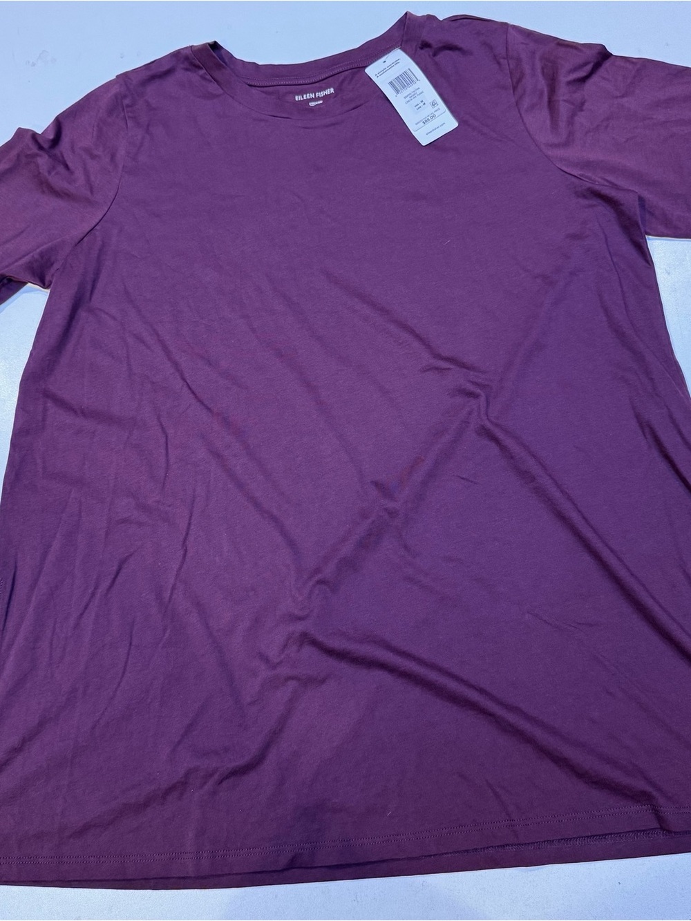 Eileen Fisher Short-Sleeve Crew in Deep Plum